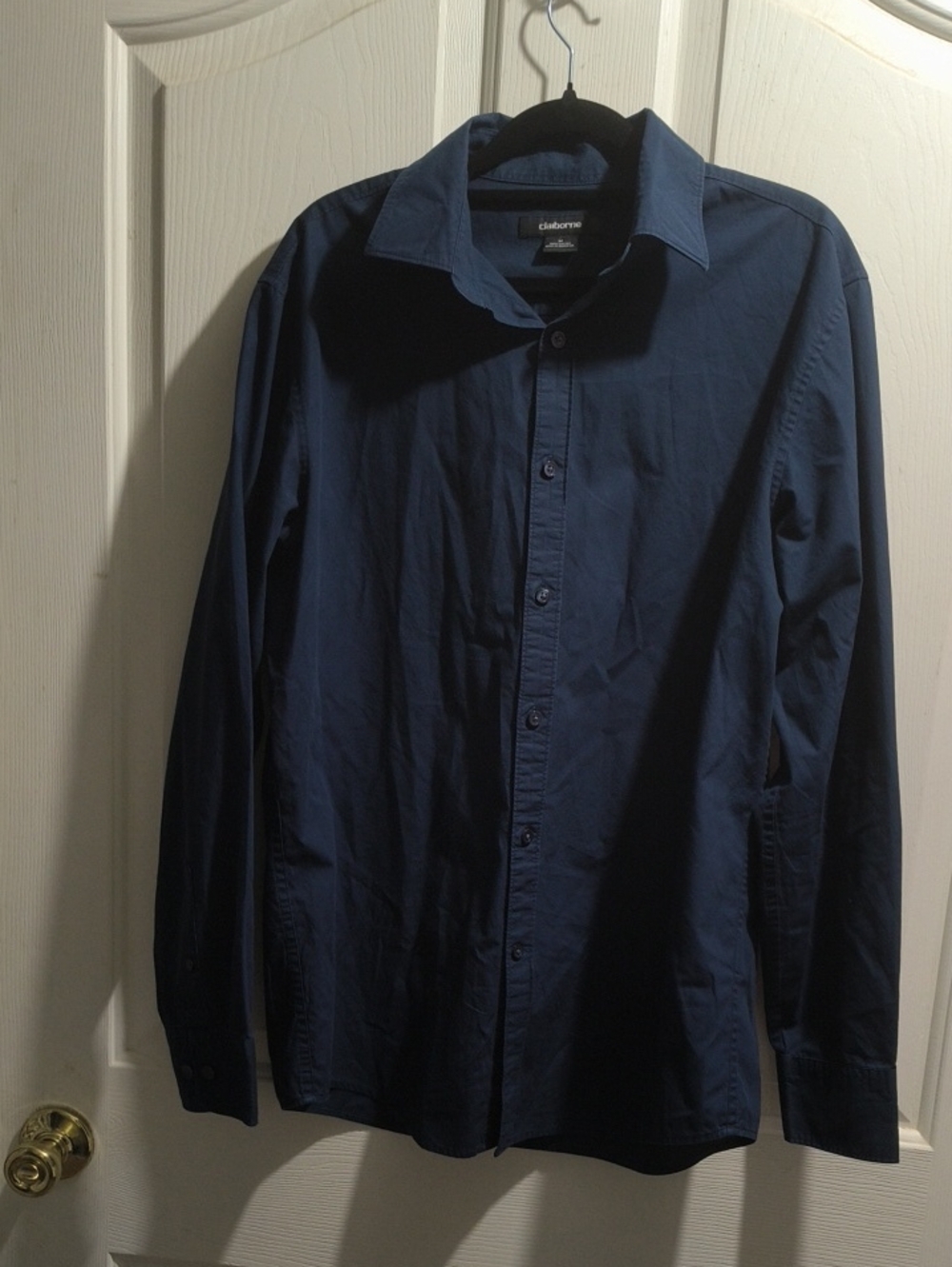 Claiborne Men's Navy Blue Long-Sleeve Button-Down Shirt